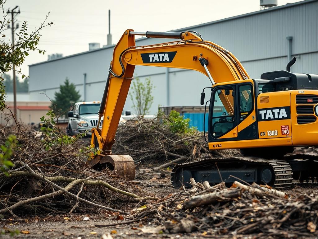 A close up shot of a TATA EX excavator clearing