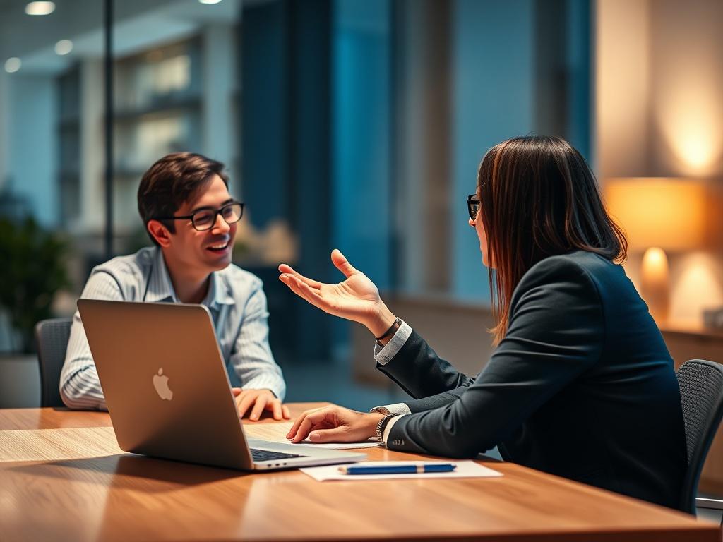 A close up shot of a professional mentor engaging in