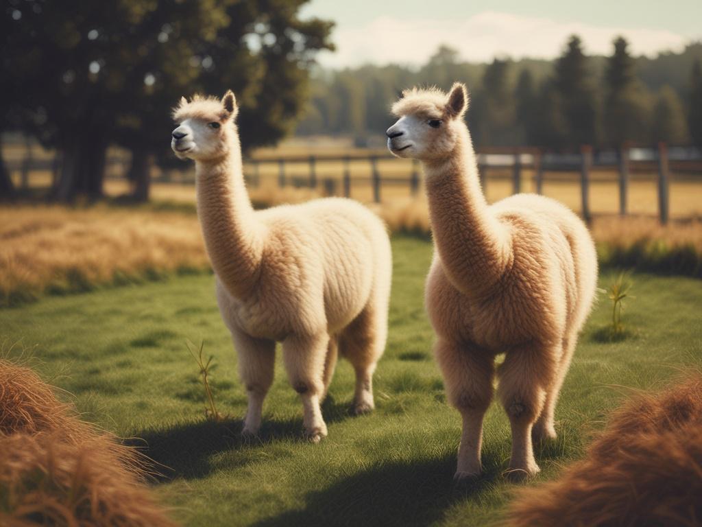 **AI Image Generator Prompt:**

Create a realistic high-resolution photo that captures the essence of "National Alpaca Farm Day." The main subject should be a friendly alpaca standing in a grassy field, exuding curiosity and warmth, inviting visitors to connect. The composition should be simple and clear, focusing solely on the alpaca in a portrait style. 

The background should depict a picturesque farm setting, with gentle rolling hills, a rustic wooden barn, and vibrant green pastures dotted with colorfu
