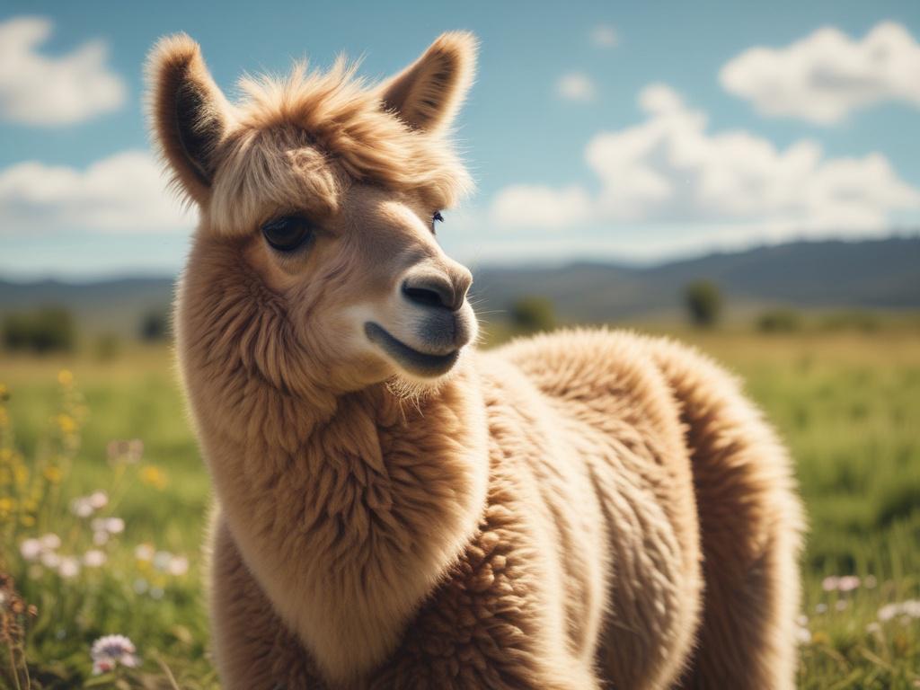 A picturesque scene of a friendly alpaca standing in a