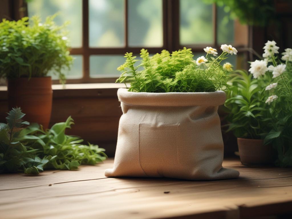 a bag of alpaca fertilizer on a rustic wooden table,