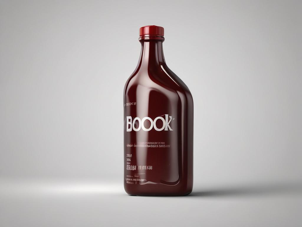 a single bottle of dark red gel blood on a minimalist white background, with a focus on the thick texture and glossy finish, high-resolution, photorealistic detail
