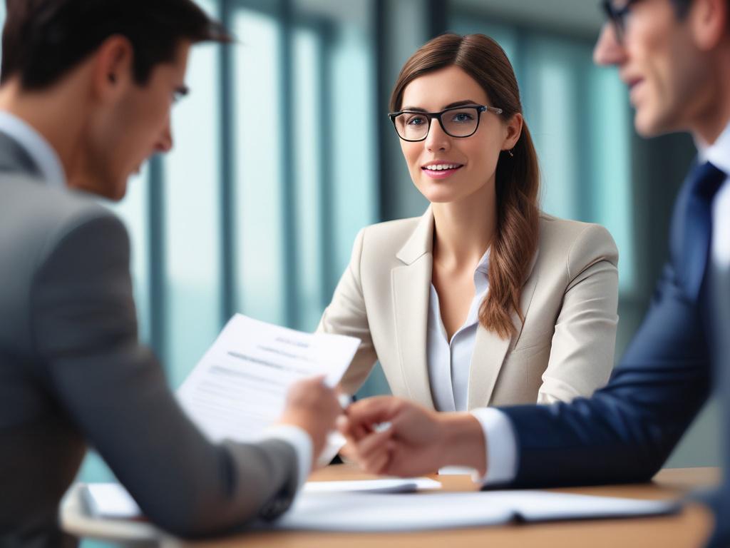 A close up shot of a recruitment consultant interviewing a