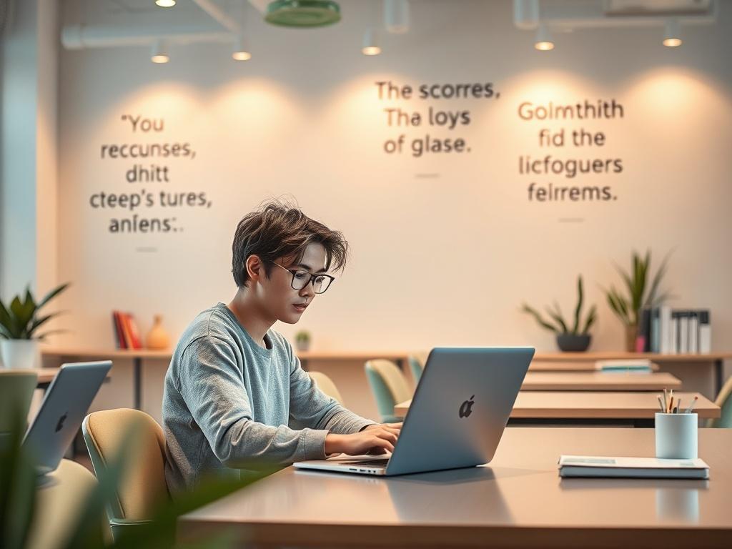 A high resolution of a university student working on a