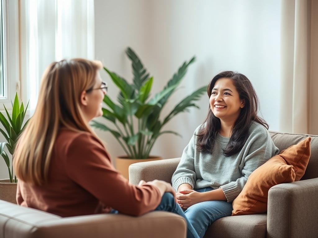 A serene and inviting coaching session environment with a young