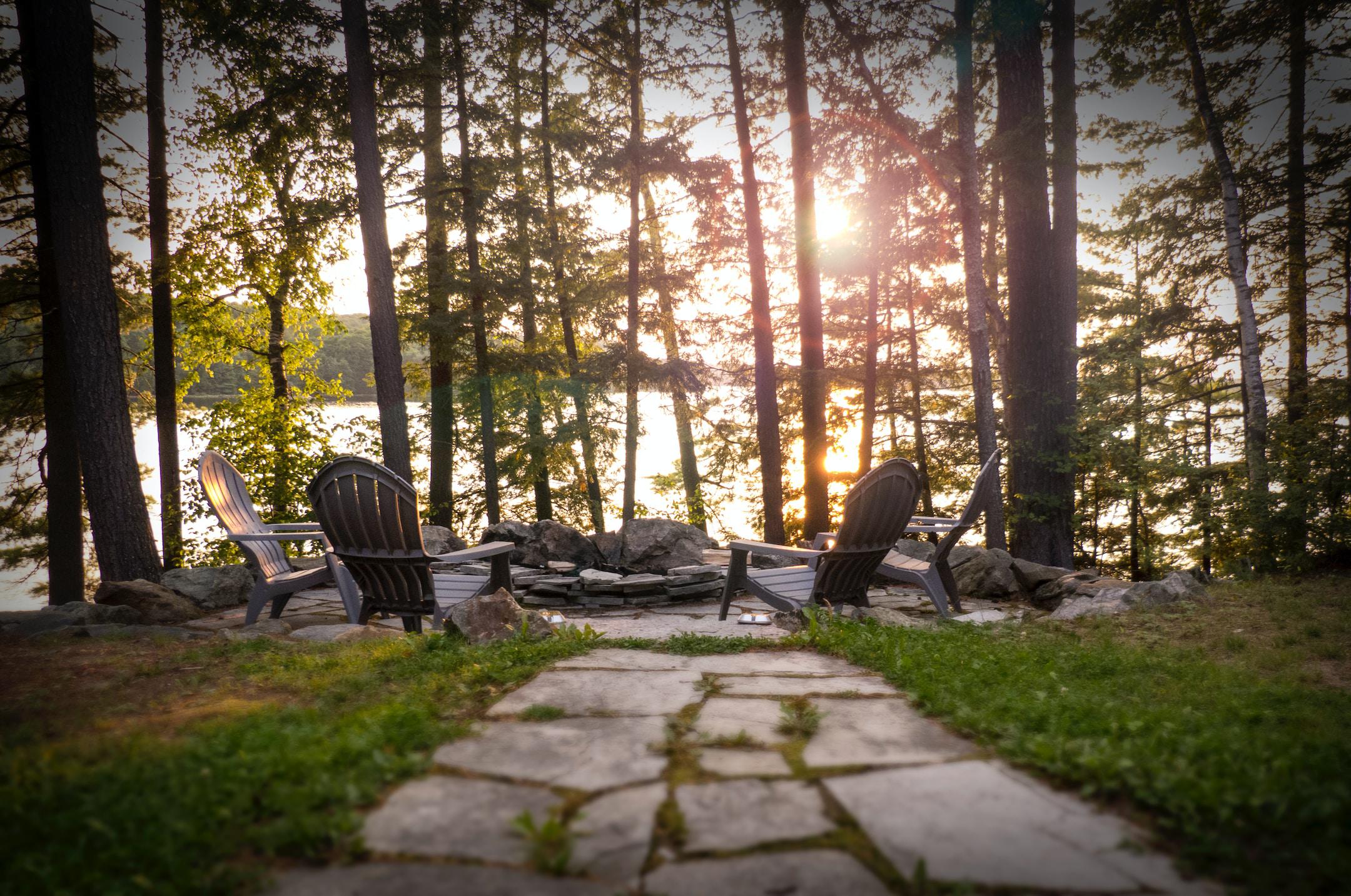Fire pit at sunset