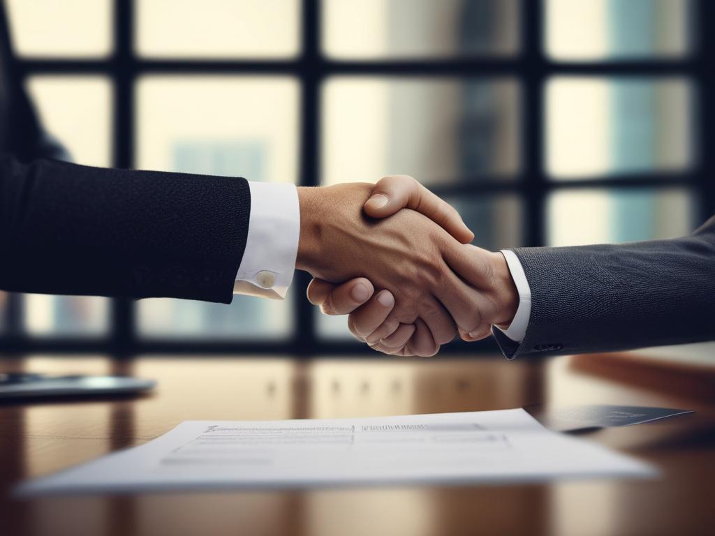 A high resolution close up of a handshake between two