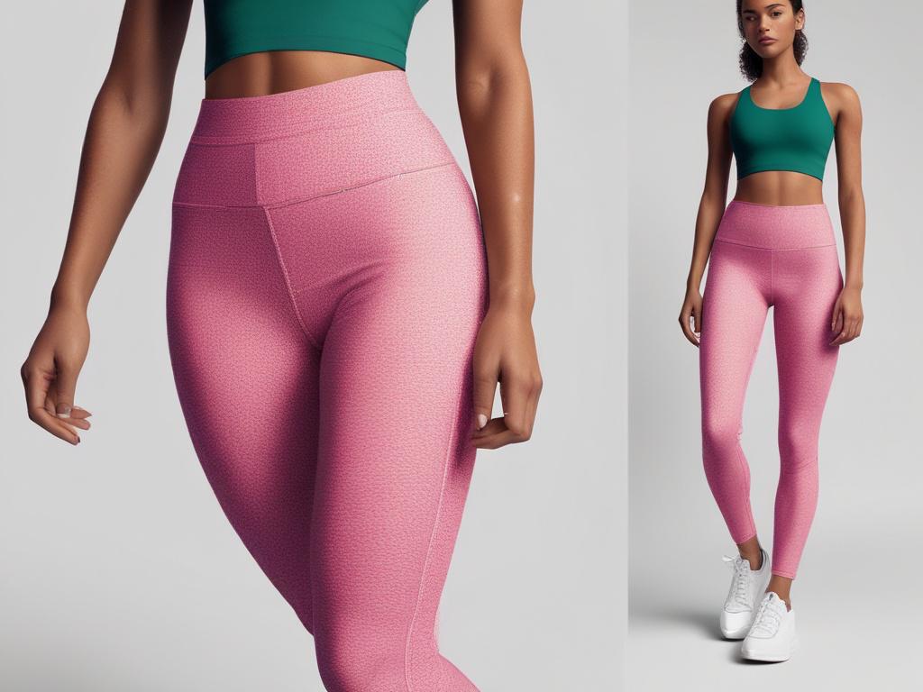 A pair of high-waisted leggings in a bold color, displayed on a clean white background. The leggings should be the main focus, showcasing their sleek design and flexibility. The fabric should look soft and stretchy, highlighting the comfort and functionality of the product.