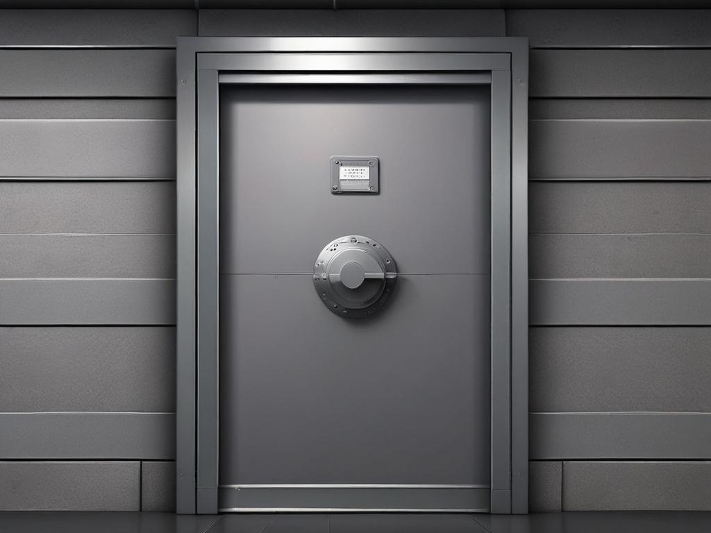 A hyper-realistic close-up shot of a secure vault door slightly ajar, symbolizing protection and security of wealth. The background should be dark and elegant, highlighting the vault's shiny metallic surface. This image should convey a sense of trust and safety in financial investments, captured with a 45mm f/1.2 lens for a professional and polished look.