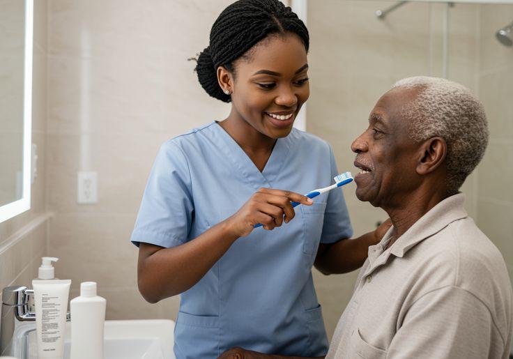 compassionate young african female caregiver with a gentle smile assists an elderly african patient.jpg