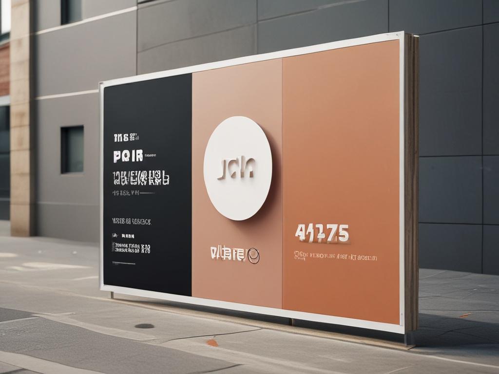A high-resolution image of a sleek branding board showcasing a variety of visual elements like logos, color palettes, and typography. The board should be placed on a clean and elegant workspace, featuring subtle decorative elements in the background. The focus should be on the branding elements, demonstrating creativity and professionalism. This composition should capture the essence of a well-thought-out branding strategy, shot with a 45mm f/1.2 lens style.