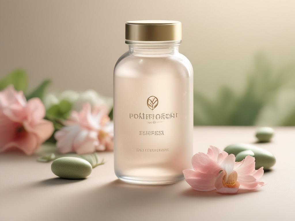 high resolution image of a supplement bottle with natural ingredients
