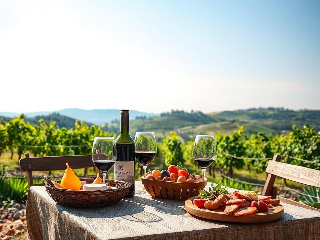 A vibrant scene of a wine tasting experience in a