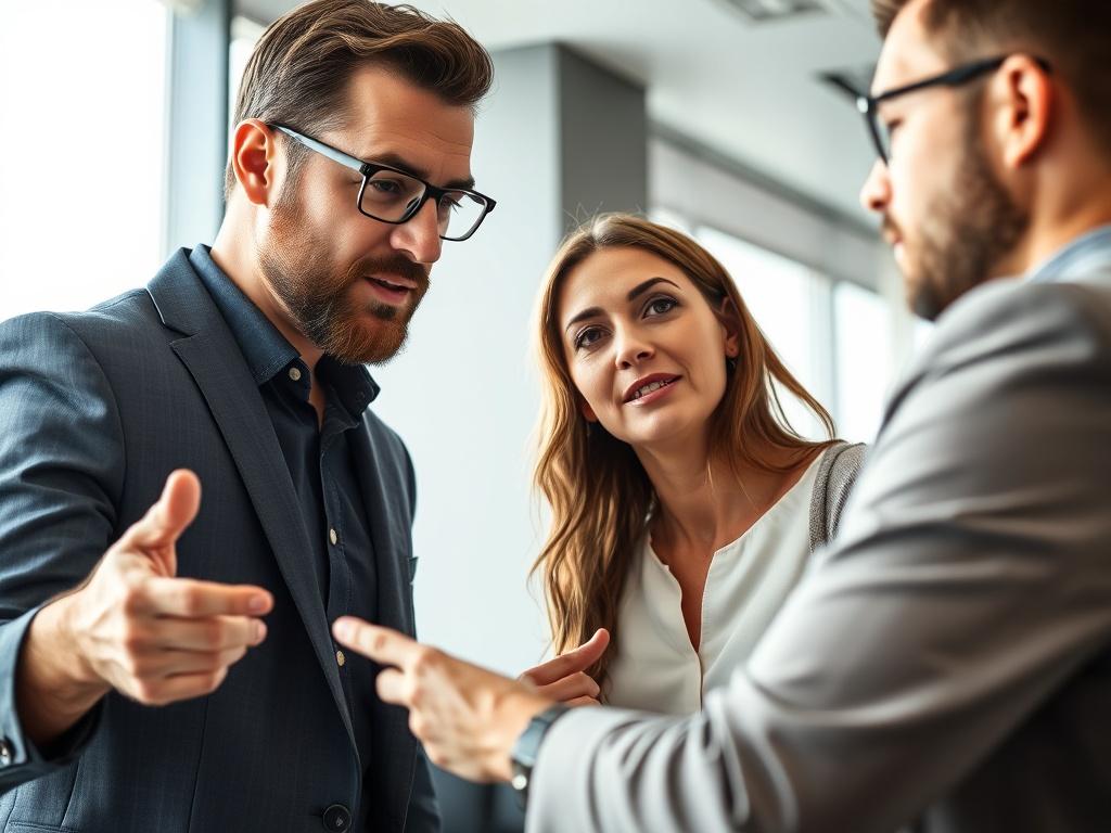 A close up shot of a professional IT consultant discussing