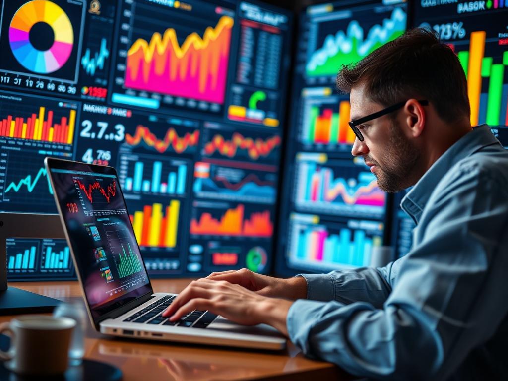 A close up shot of a data analyst working on