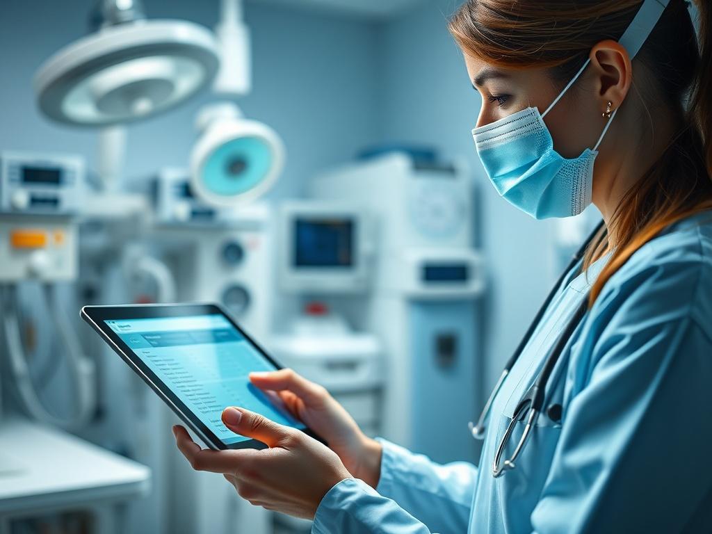 A close up shot of a healthcare professional using a