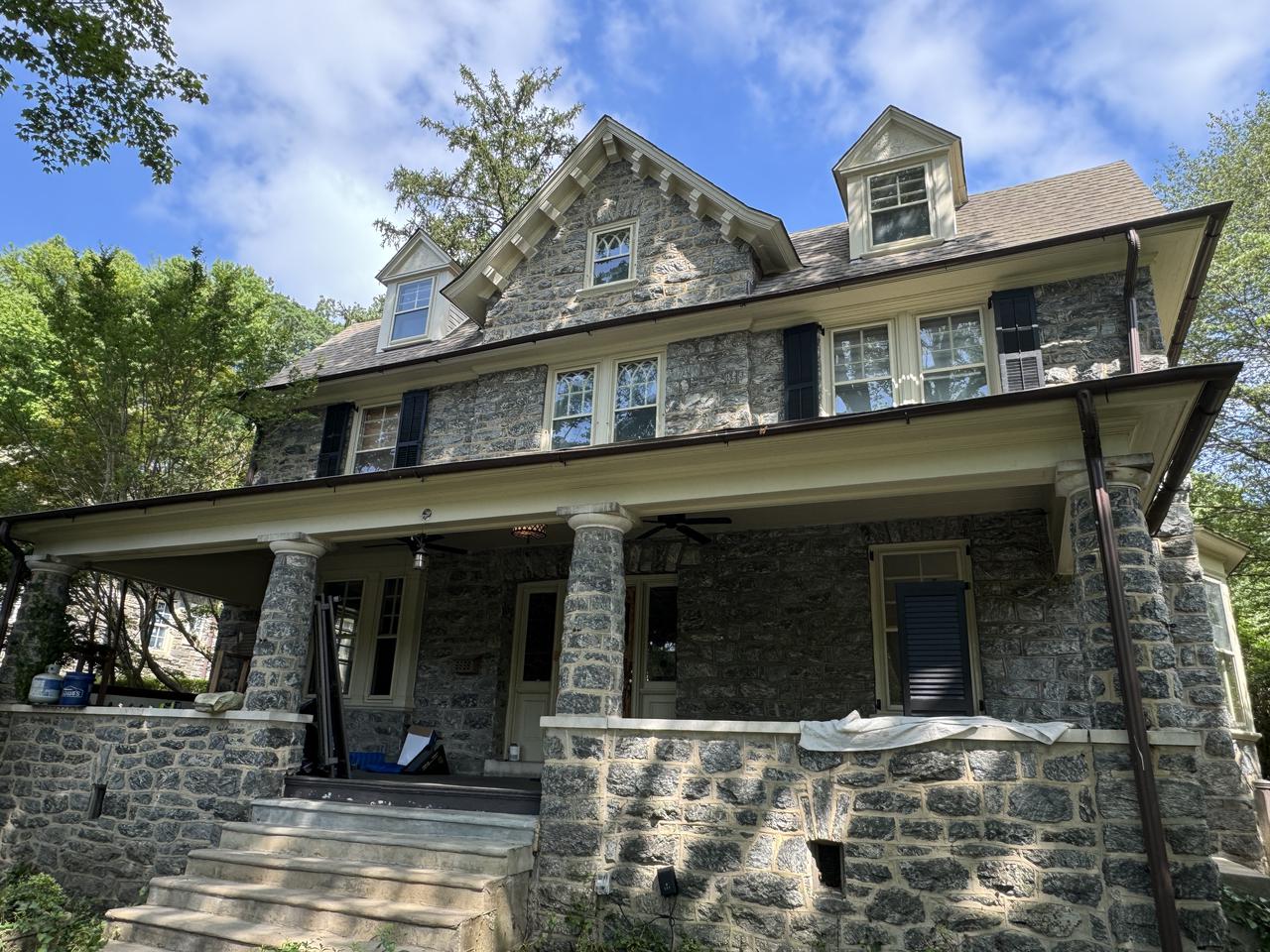 Facade of stone home