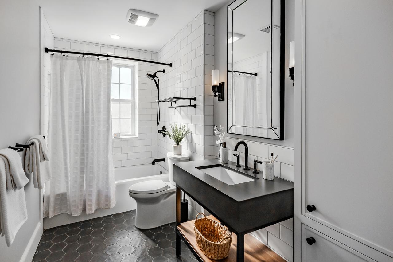 Bathroom with fresh white paint