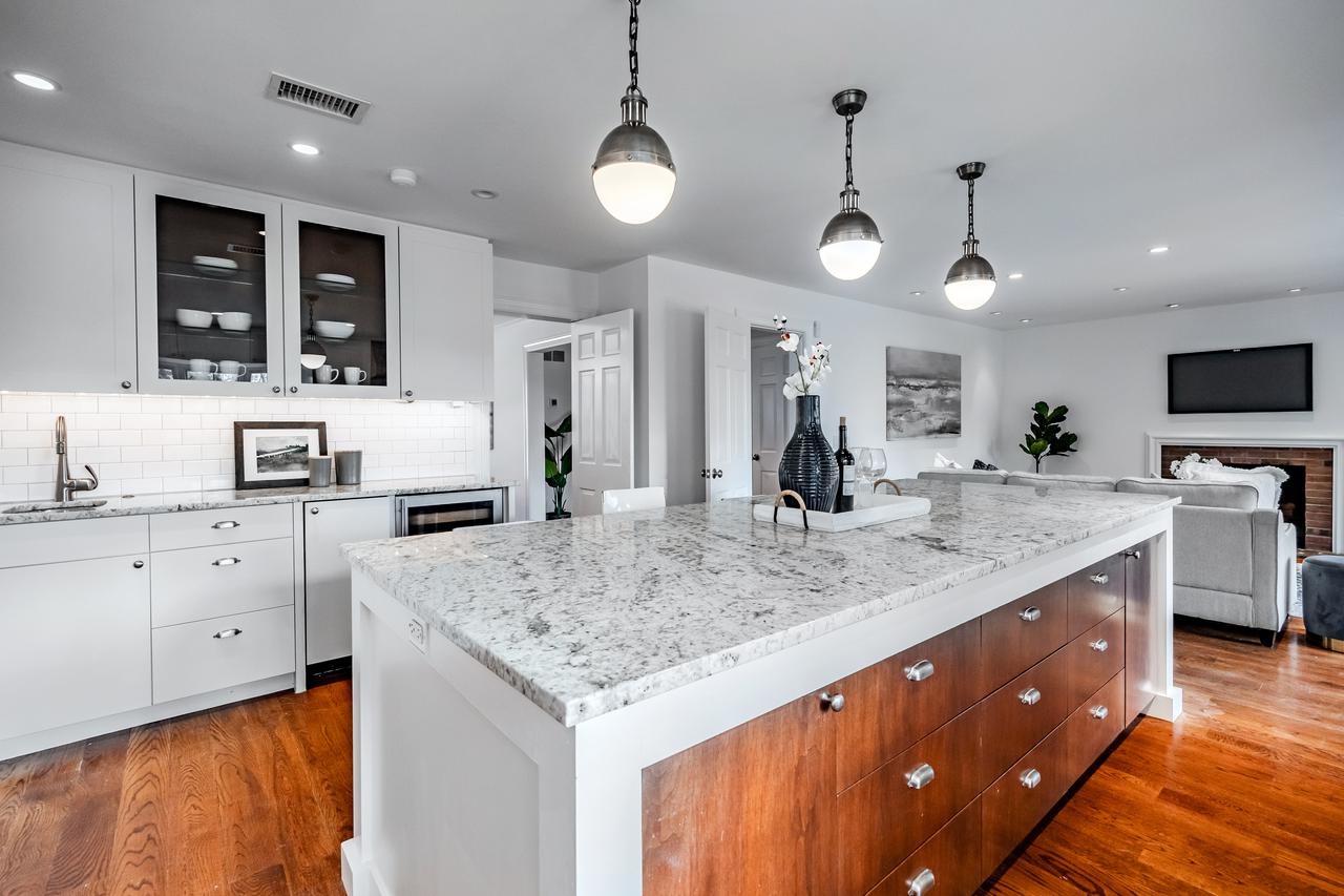White kitchen with wood accents