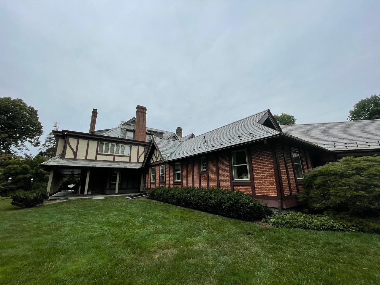Traditional home with wood beams