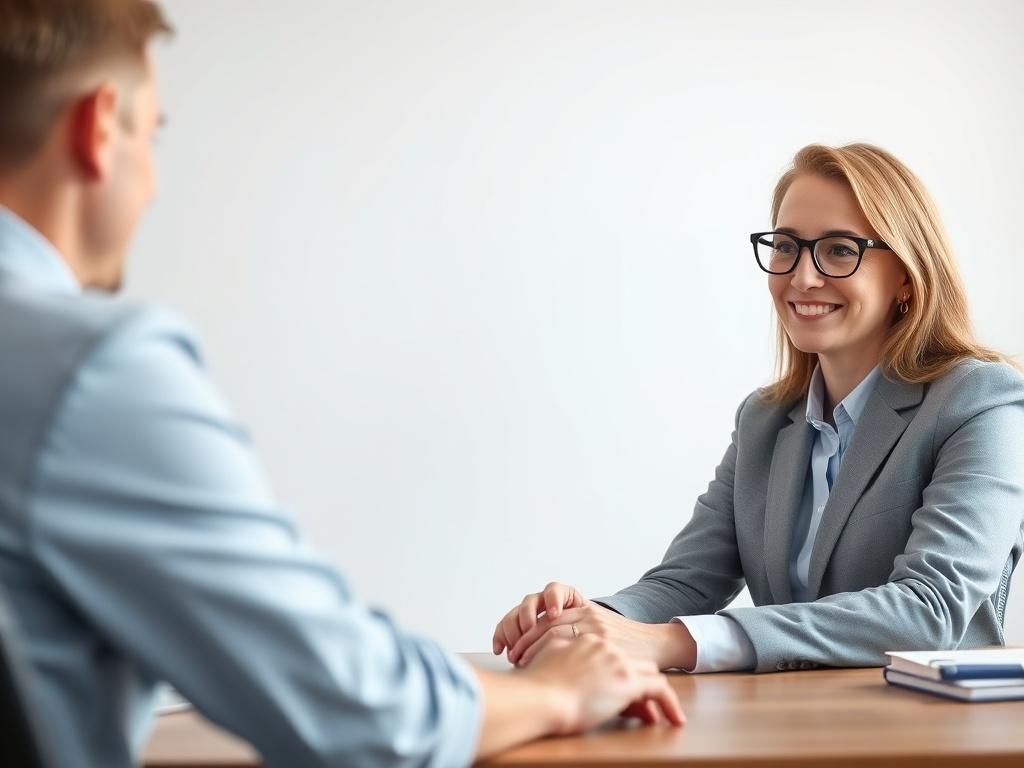 A close up shot of a professional tax preparer sitting