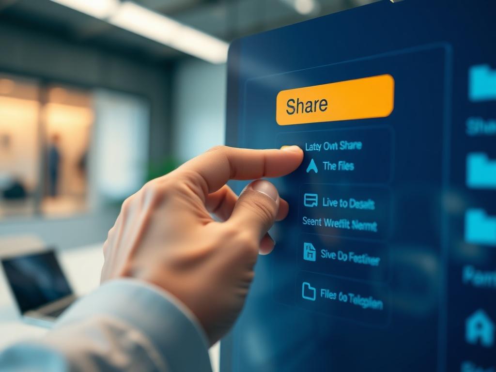 A close up shot of a hand clicking a 'Share'