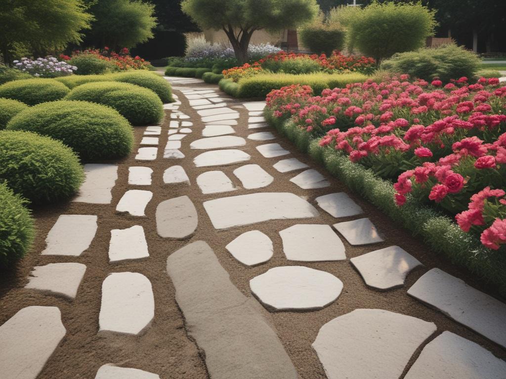 landscaping design, outdoor space, flower beds, pathways