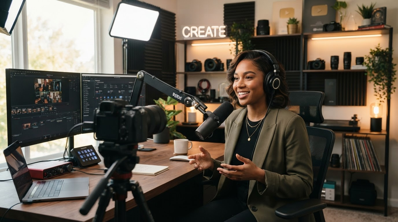 Professional creator in modern studio
