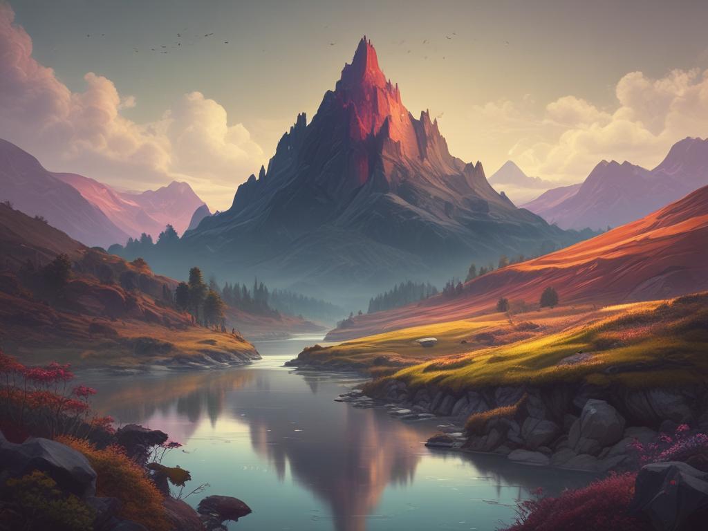game visuals, key art, fantasy world, character design, vibrant landscapes