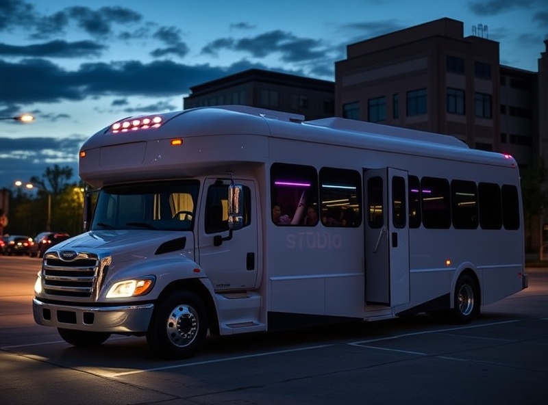 Bus exterior at evening