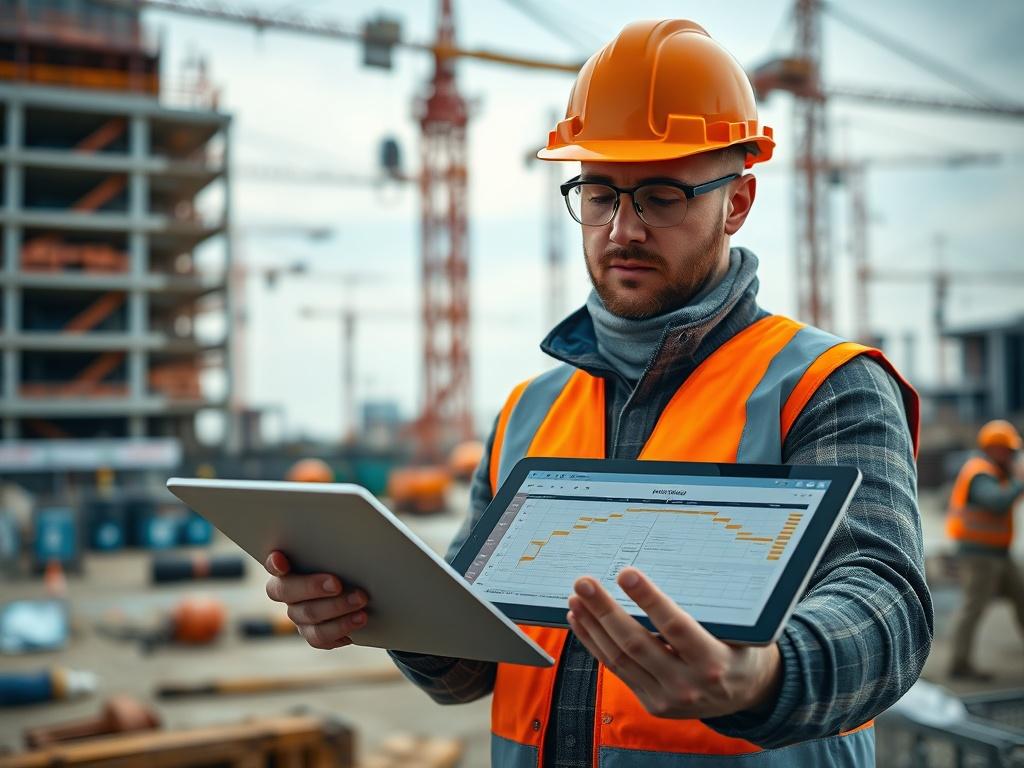 A close up shot of a project manager reviewing a