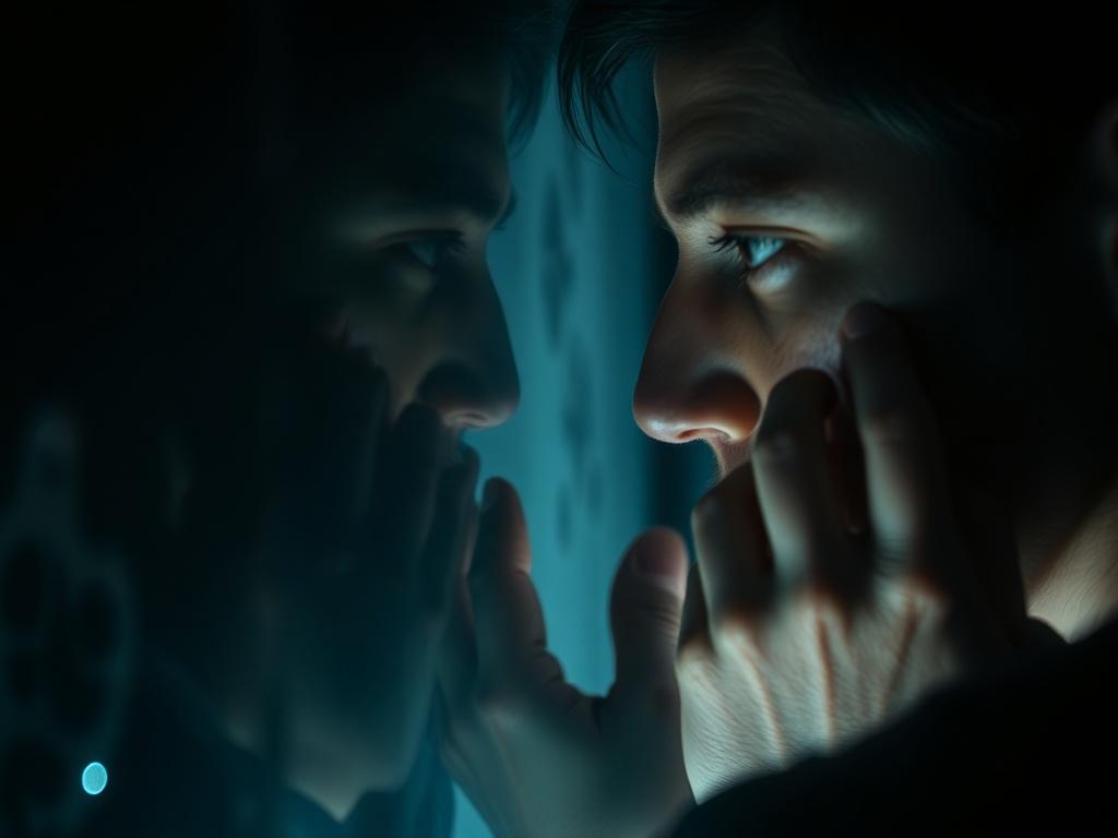 A close up shot of a person thoughtfully interacting with