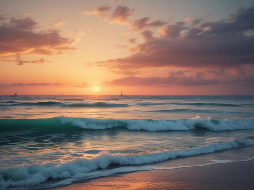 realistic high resolution of a calm ocean surface at sunset,