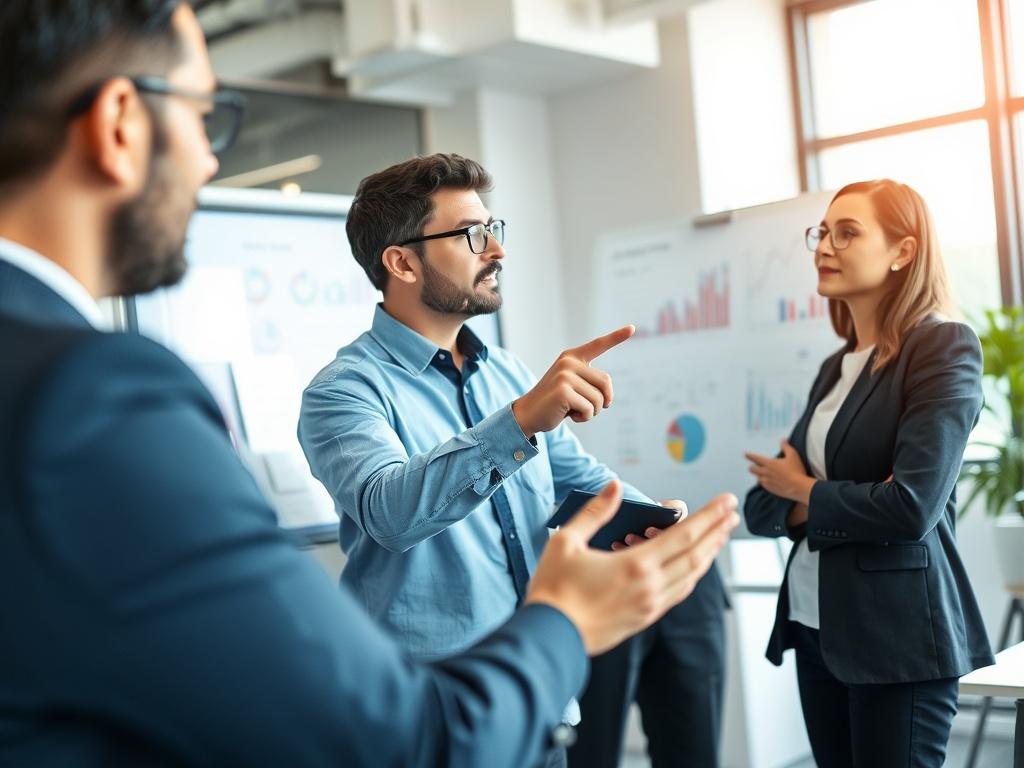 A close up shot of a professional consultant discussing a