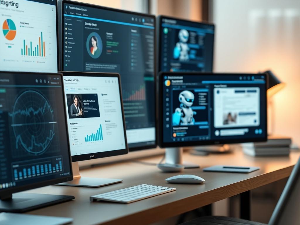 A hyper realistic close up image of a digital workspace