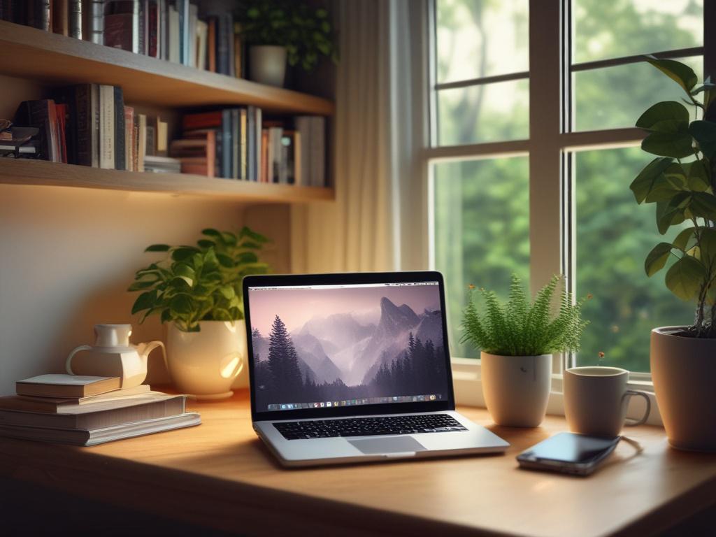 A cozy writing nook with a writer deeply focused on