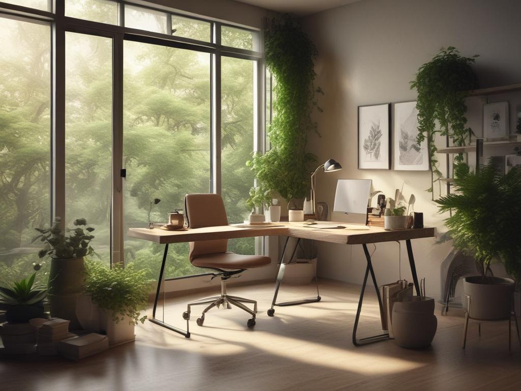 A serene workspace featuring a single person brainstorming ideas at