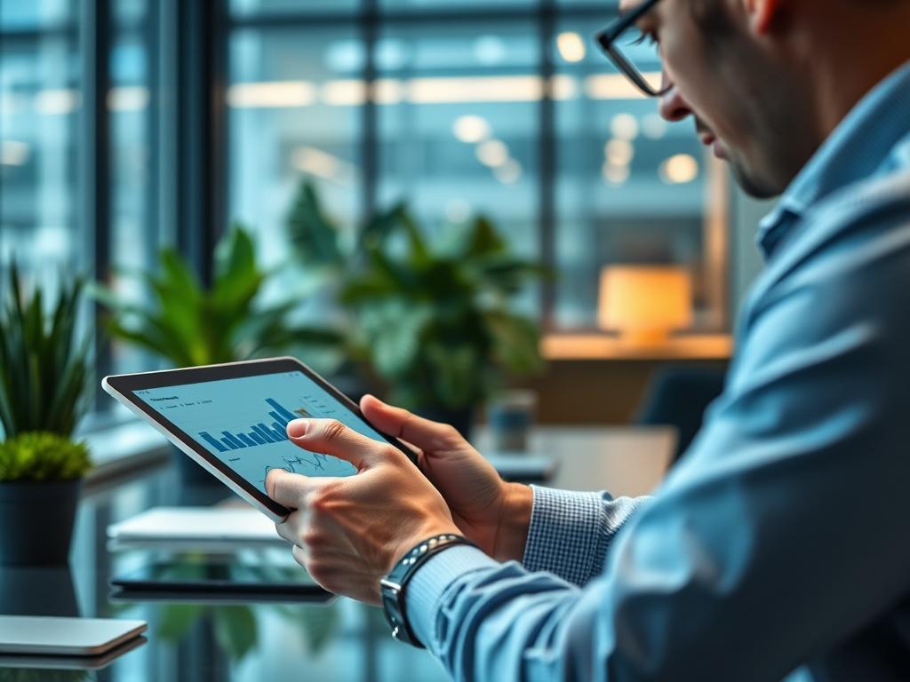A hyper realistic close up shot of a data analyst