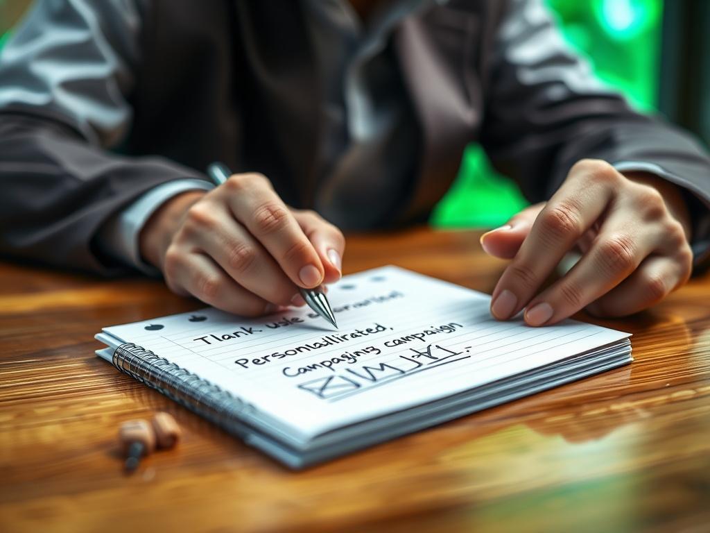 A hyper realistic close up shot of a marketing strategist