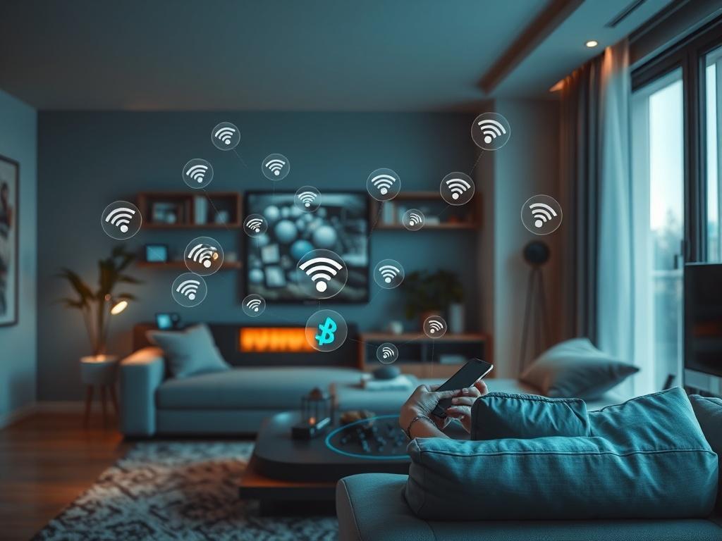 A realistic high resolution featuring a person analyzing various home