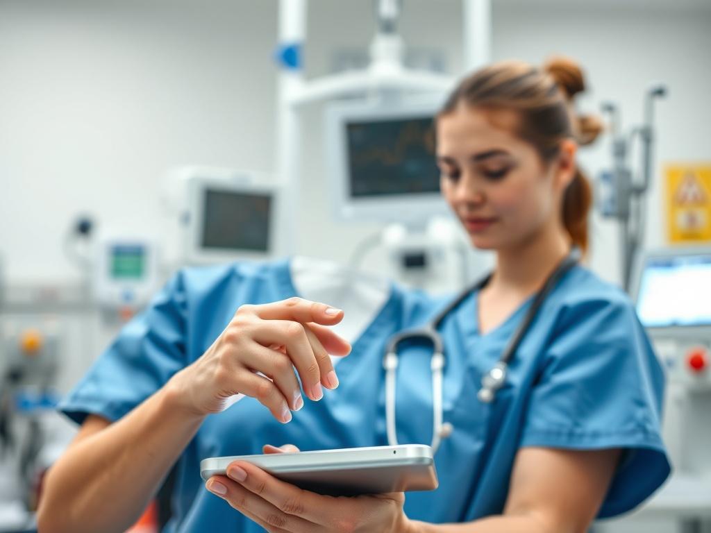 A close up image showing a healthcare professional using a