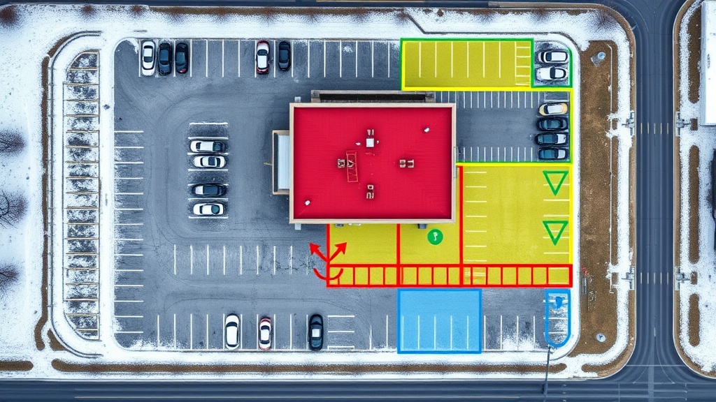 Räumflächen für gewerblichen Winterdienst auf einem Betriebsgelände