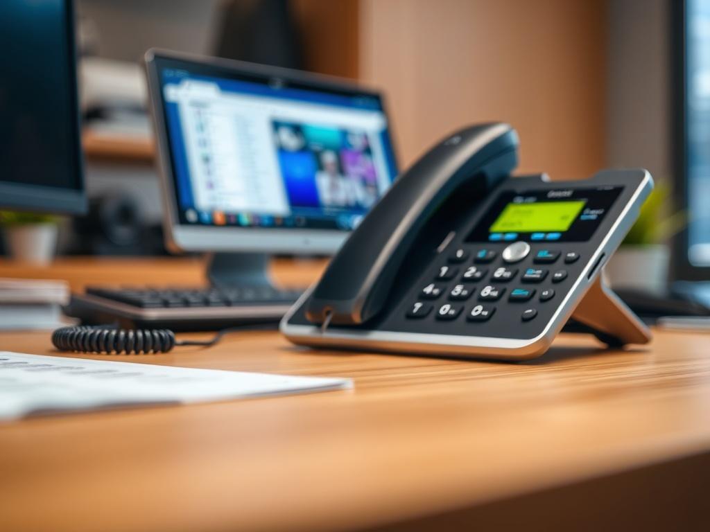 A close up shot of a modern telecommunications device on