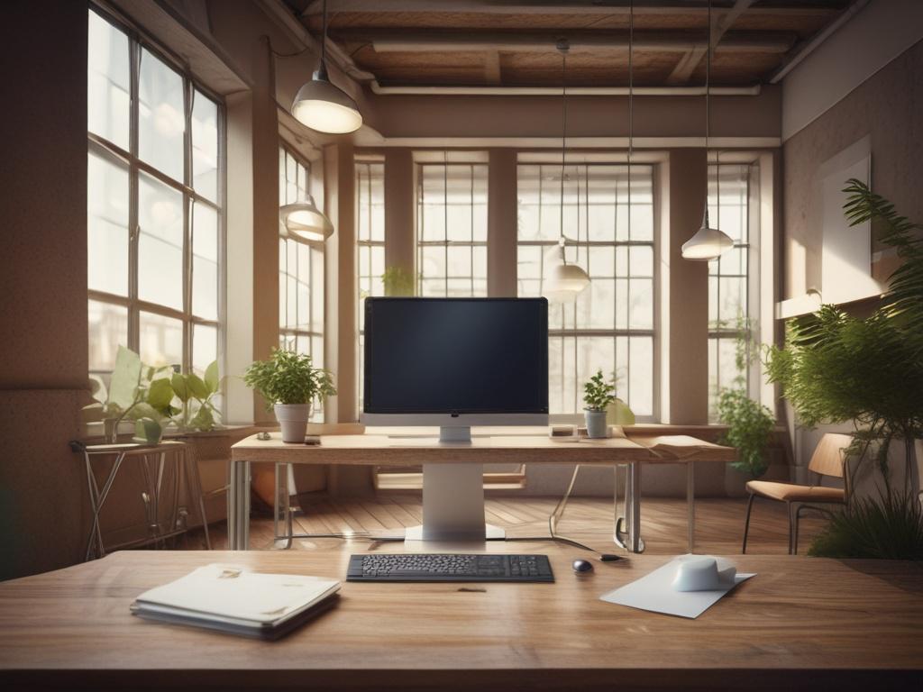 Create a realistic high-resolution photo that visually represents the blog titled "Die Bedeutung von nachhaltigen ETFs für den Schweizer Markt." The composition should be simple and clear, featuring a single subject that embodies the theme of sustainable investment. The primary focus should be on a well-arranged wooden desk with a laptop open, displaying a financial dashboard featuring graphs and charts related to sustainable ETFs. 

In the foreground, include a small plant, symbolizing sustainability and g