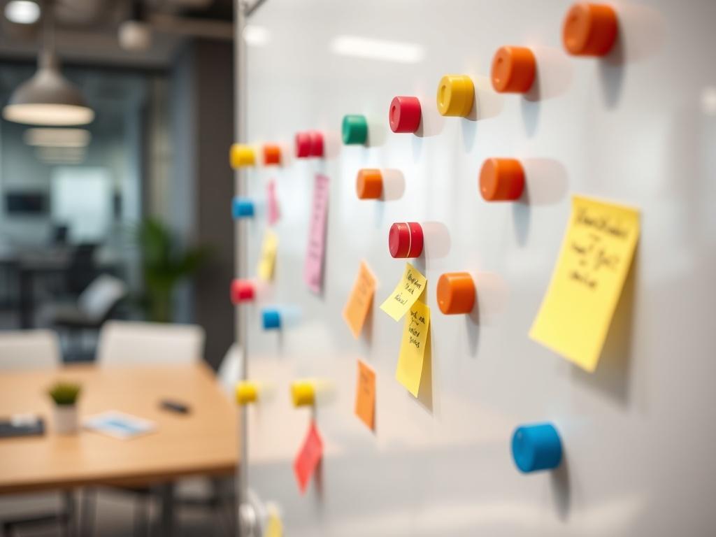 A close up of a magnetic whiteboard in a professional