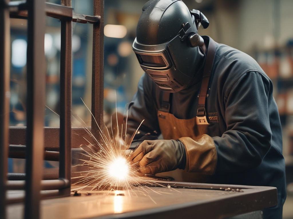A close up shot of a skilled welder working on