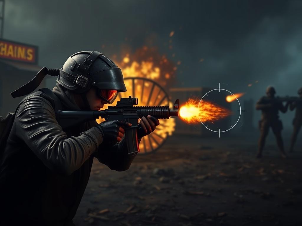 An intense gaming scene depicting a character in PUBG Mobile
