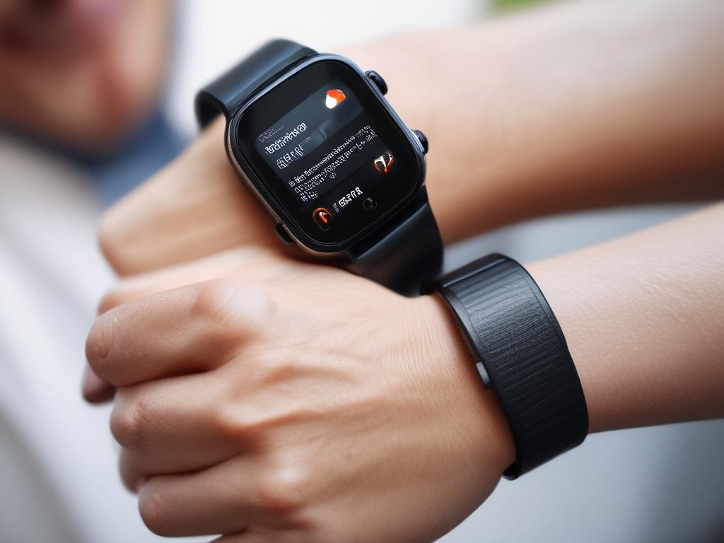 A close up shot of the SkinGuard Wearable device on
