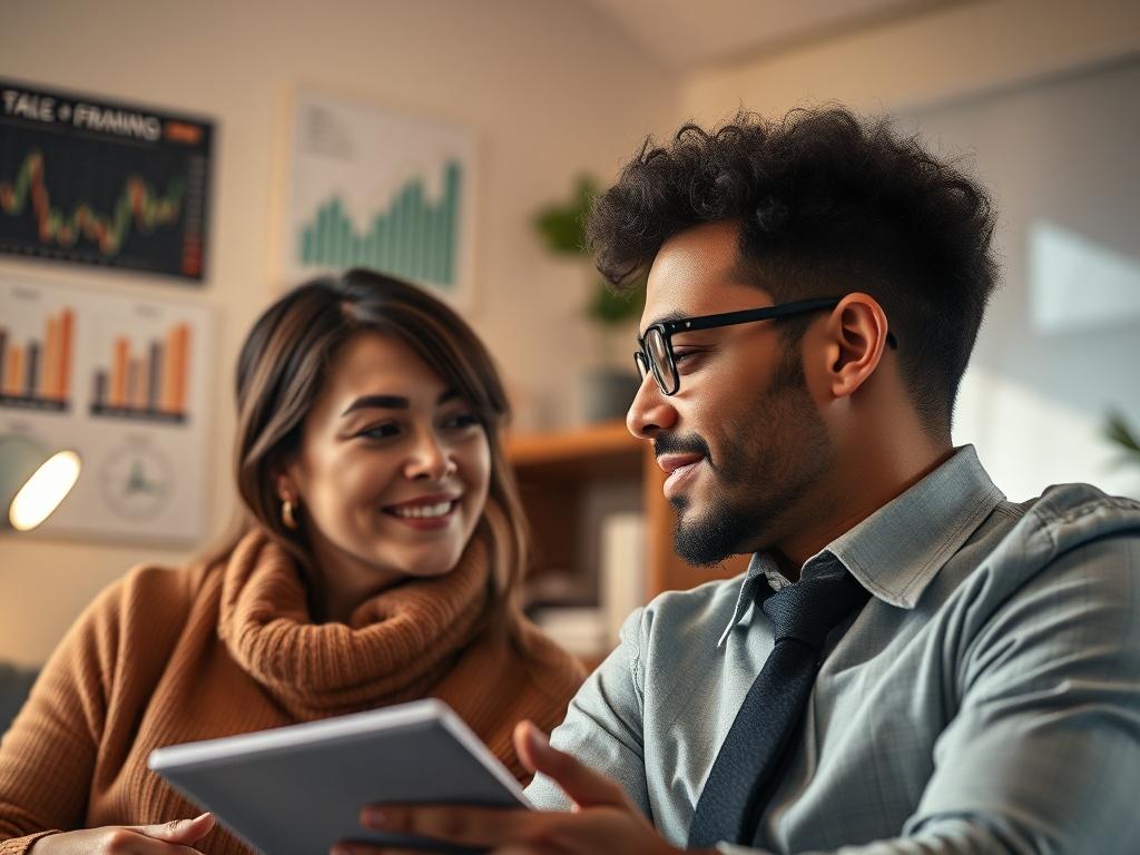 A close up of a financial advisor and a client
