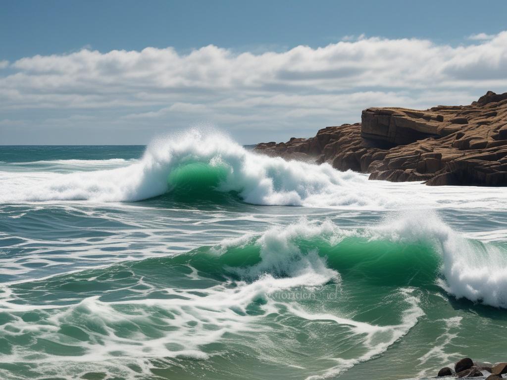 Create a realistic high resolution depicting a solitary, powerful ocean